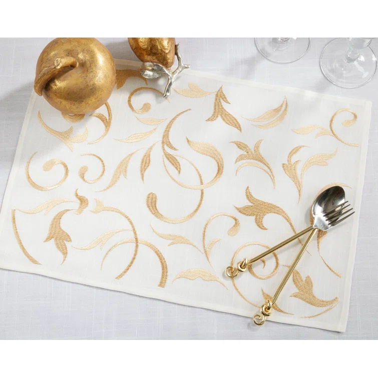 Saro Zensi Collection Polyester No Pattern Rectangle Placemat (Set of 4)