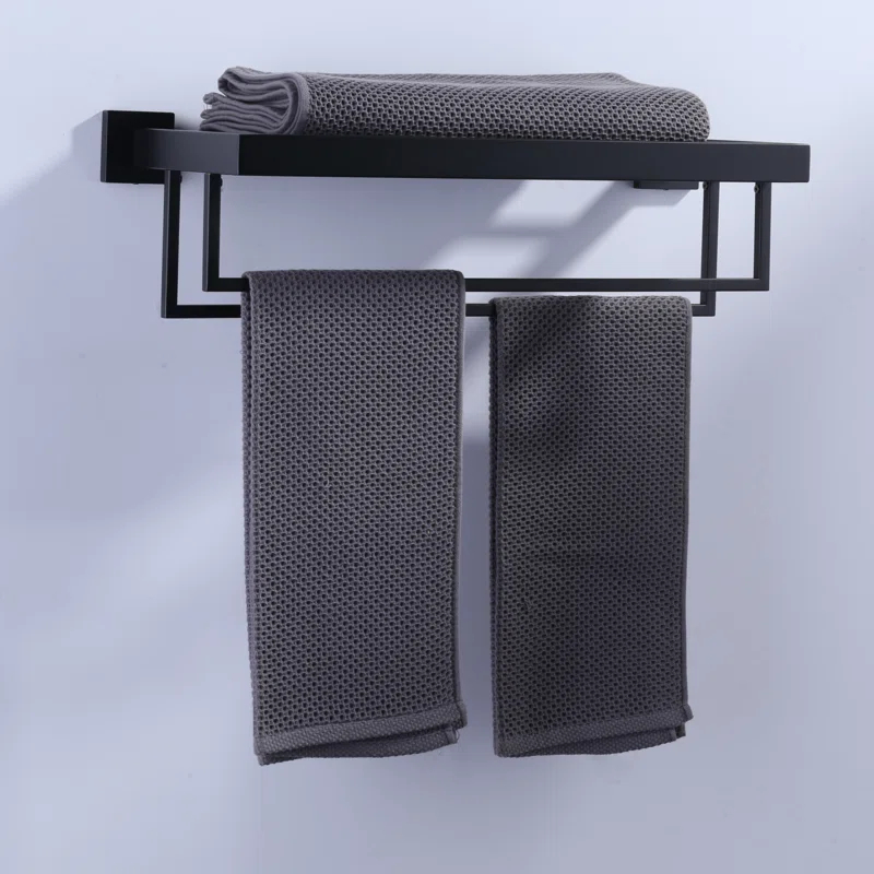 ARCORA AR5150101B-20 2-Tier Wall Mounted Stainless Steel Bathroom Towel Rack With 2 Towel Bars Square Rods