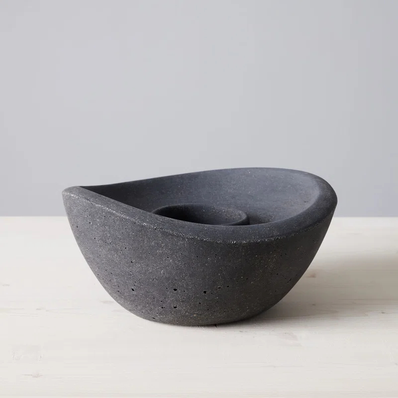 TerraFlame Wave Concrete Table Top Gel Fuel Fire Bowl - Indoor and Outdoor Use