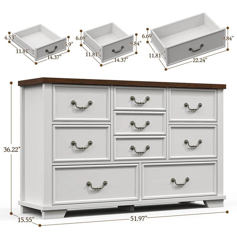 Charlton Home® Dresser For Bedroom With 9 Drawers