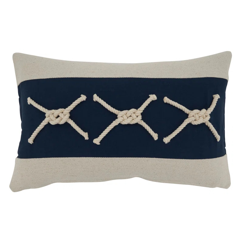 Saro Naviguer Collection Appliqued Cotton Throw Pillow