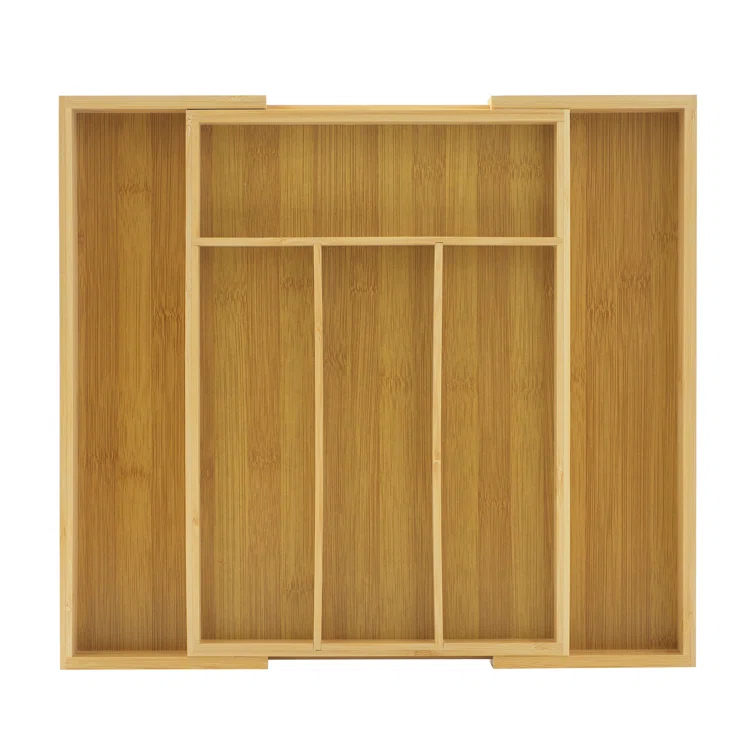 JoyJolt JoyJolt Bamboo Expandable Flatware Drawer Organizer for Kitchen Utensils