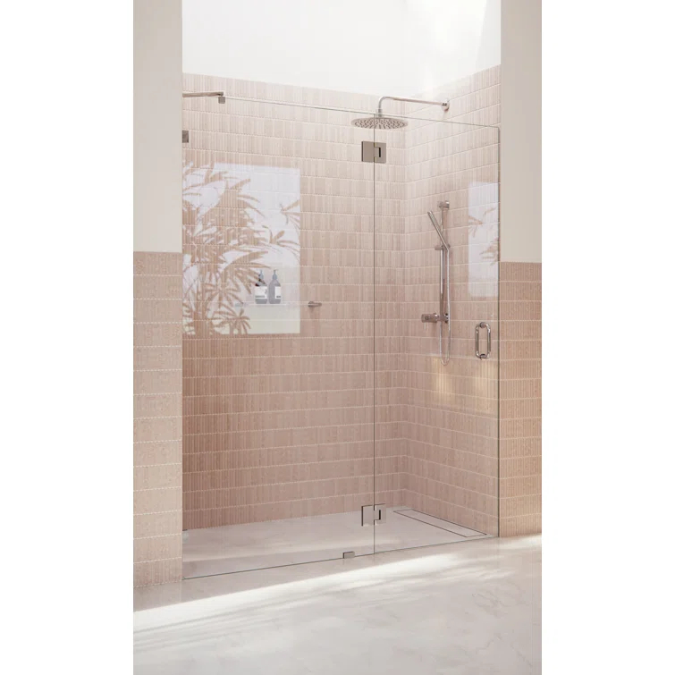 Glass Warehouse Halo 62.5 in. x 78 in. Frameless Glass Hinge Shower Door GW-GH-62.5-CH