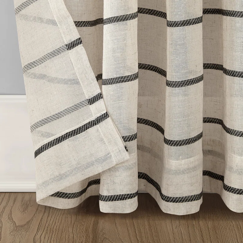 Clean Window Clean Window Aso Twill Stripe Anti-Dust Linen Blend Sheer Curtain Panel