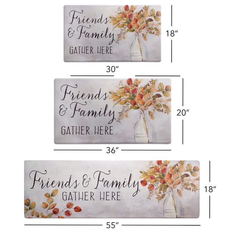 SoHome Cozy Living Friends and Family Gather Eucalyptus Floral Anti-Fatigue Mat