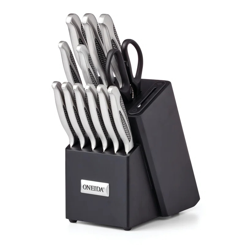 Oneida Crosshatch 14Pc Cutlery Block Set W/ Sharpener