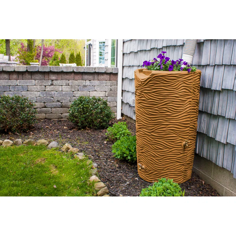 Loon Peak® Loon Peak® 65 Gallons Plastic Drainable Planter Rain Barrel