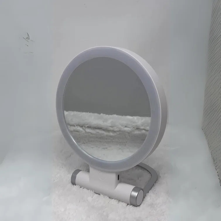 IMPRESSIONS VANITY · COMPANY Focus Tri Tone Travel Makeup Mirror with LED Lights, Dual Sided 10x Magnifying Mirror with 360 Tilt