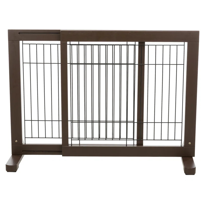 TRIXIE Adjustable Wooden Freestanding Pet Gate, 24" Tall Step Over, Expands to 42.5", Pet Barrier