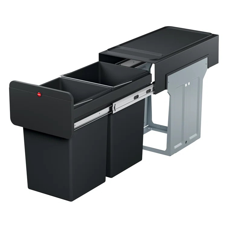 Hailo USA Inc. Plastic Manual Lift Multi-Compartments Trash & Recycling Bin