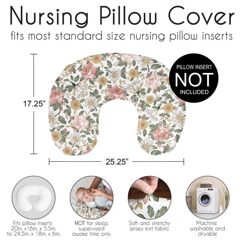 Sweet Jojo Designs Vintage Floral Nursing Pillow Cover Case by Sweet Jojo Designs