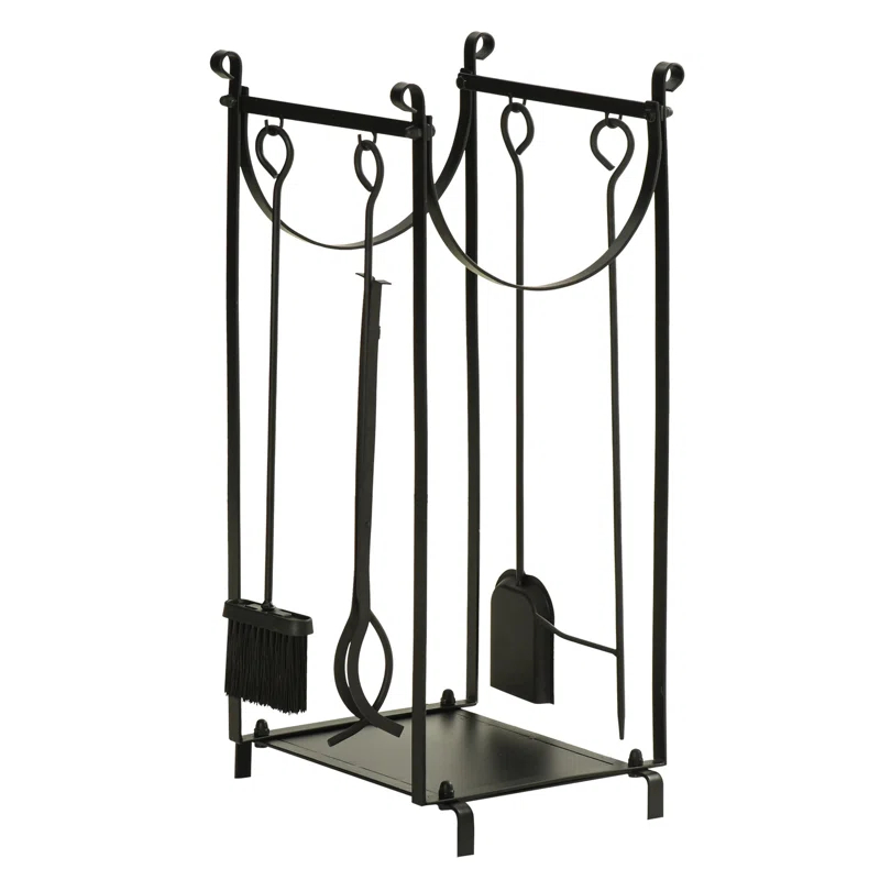 Arlmont & Co. Firewood Rack with Fireplace Tools, Indoor/Outdoor Firewood Racks