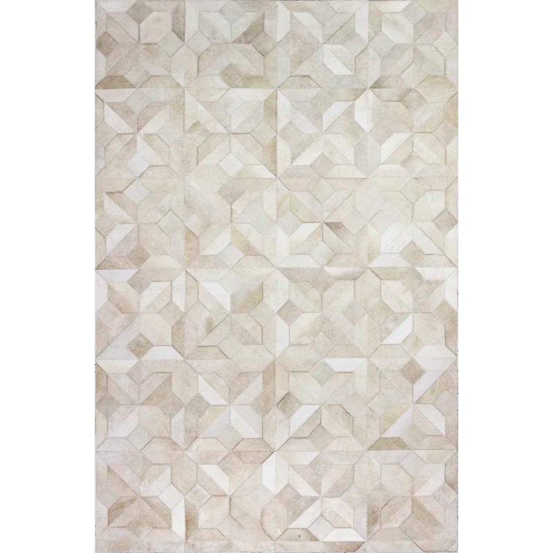 Ruvi Geometric Handmade Cowhide Camel Area Rug