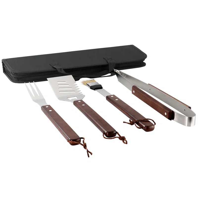 Gibson Home Gibson Home Barbecue Basics 5 Piece Stainless Steel BBQ Tool Set with Wood Handles