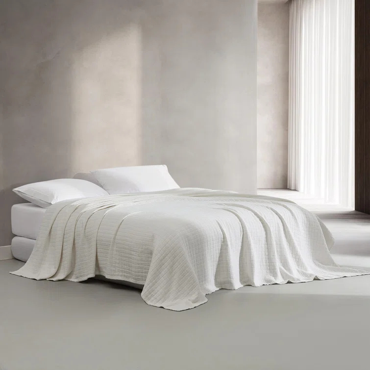 Calvin Klein Essential Garment Washed Solid Reversible Cotton Coverlet