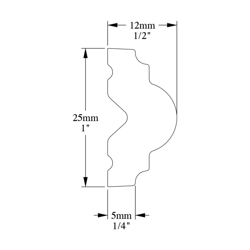 1'' H x 78'' W x 0.5'' D Plastic Chair Rail (Set of 12)