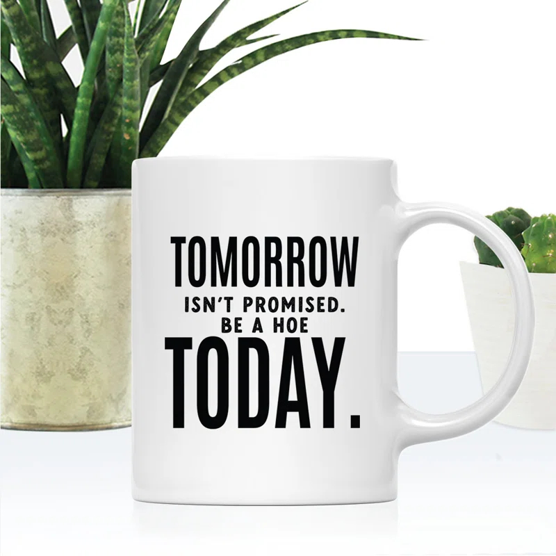 11Oz Ceramic Funny Coffee Mug - Tomorrow Isn''t Promised Be A Hoe Today Funny Coffee Mugs For Gifts, 1-Pack
