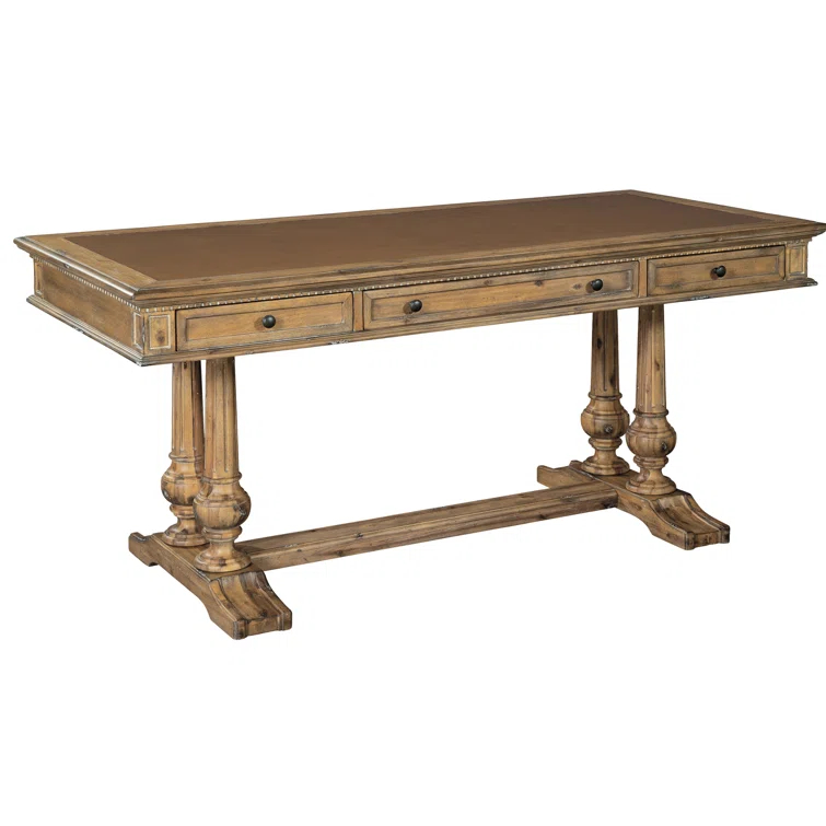 Wellington Hall Traditional Brown Home Office Desk with 3 Drawers