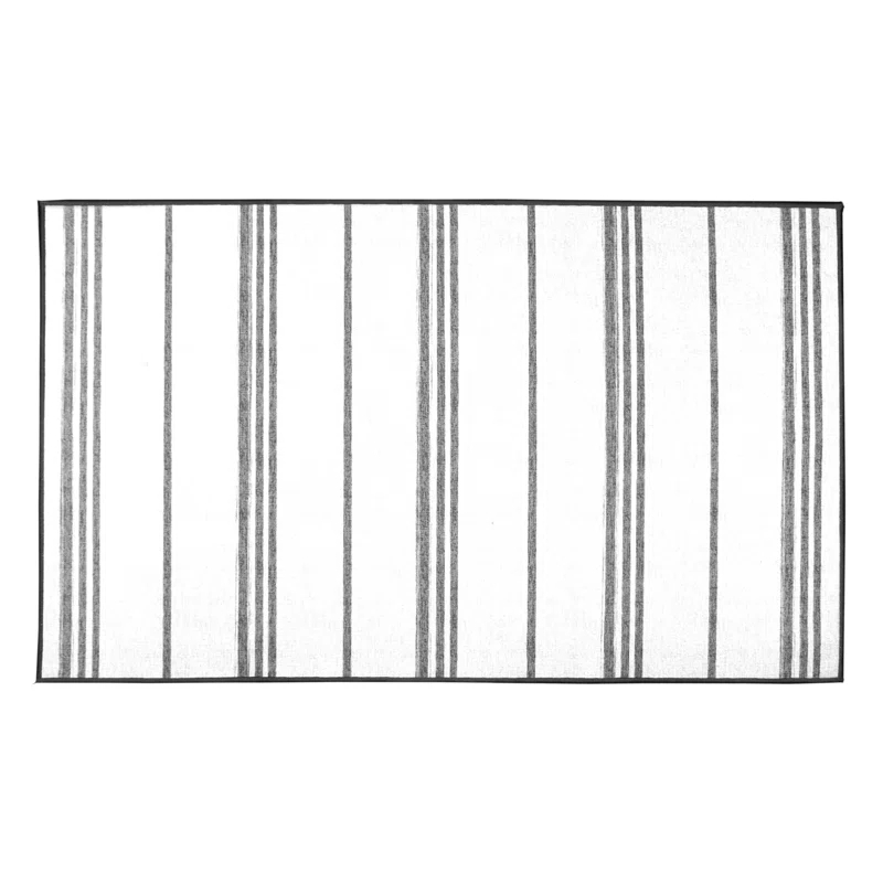 My Magic Carpet Stripe Grey And White Striped Flatweave Brown/White Area Rug | Wayfair