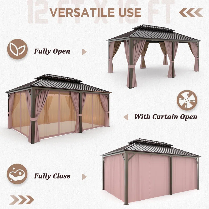 EAGLE PEAK Outdoor Aluminum Frame Hardtop Patio Gazebo