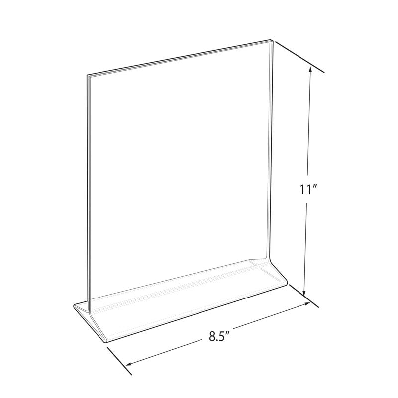 Azar Displays Top Loading Clear Acrylic T-Frame Sign Holder 8.5" Wide x 11'' High-Vertical/Portrait, 10-Pack (Set of 10)