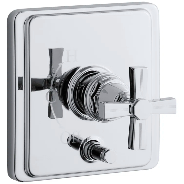 Kohler Pinstripe® Rite-Temp Pressure-Balancing Shower Faucet with Diverter and Grooved Cross Handle K-T98757-3B-CP