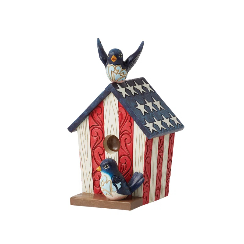Jim Shore Jim Shore Heartwood Creek Patriotic Birdhouse Figurine 5.3in H