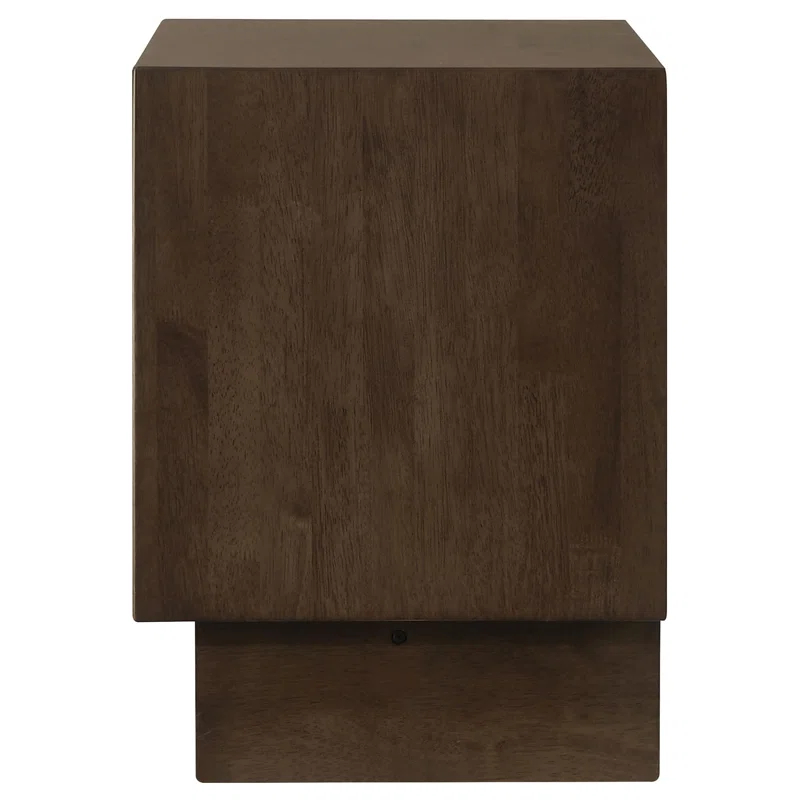 Benjara Genu Nightstand, 2 Drawers W Fingertip Handles, Warm Walnut Brown