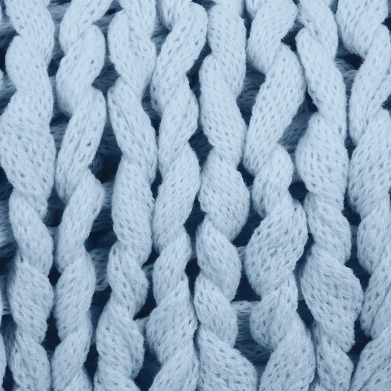 Light Blue Chunky Knit Throw Blanket, One Size, by Noble Linens
