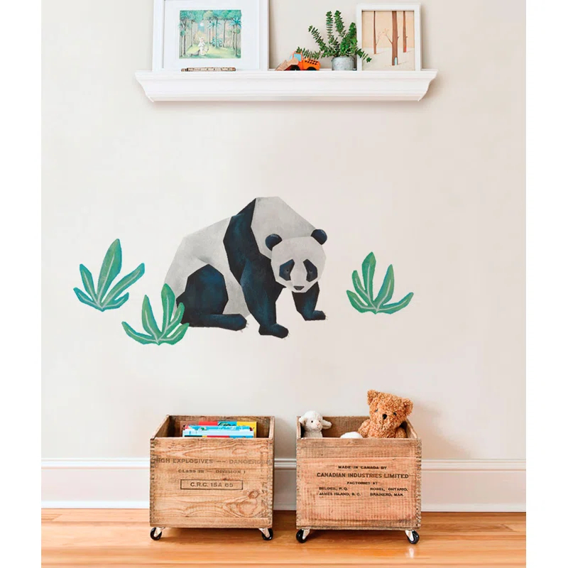 Harriet Bee Barela Panda Wild Animals, Tropical Leaves Wall Decal | Wayfair