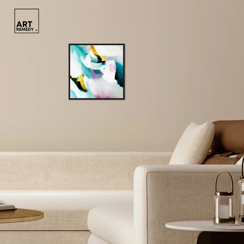 Art Remedy Art Remedy Still Violas Framed Blue Abstract 1 Piece Canvas Wall Art 56586