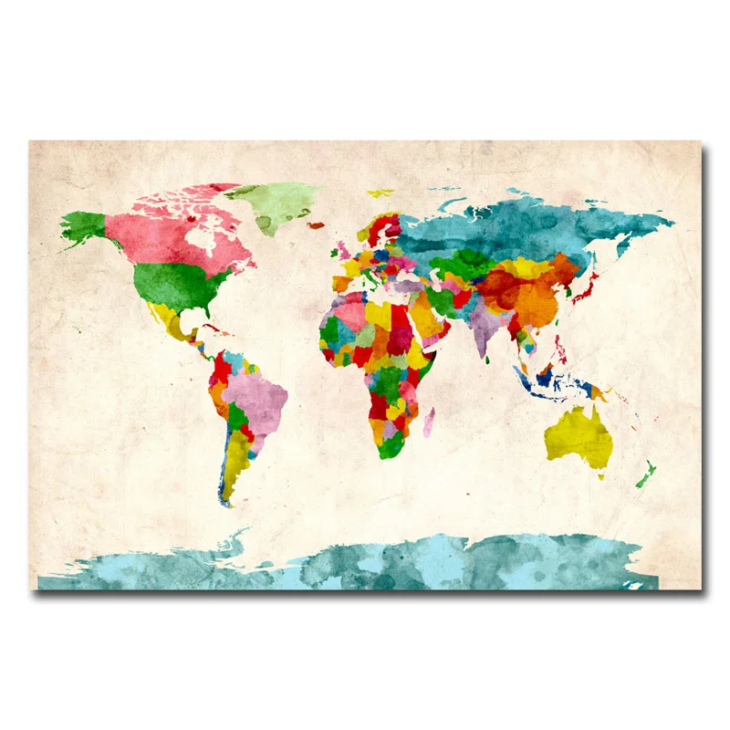" Watercolor World Map " by Michael Tompsett