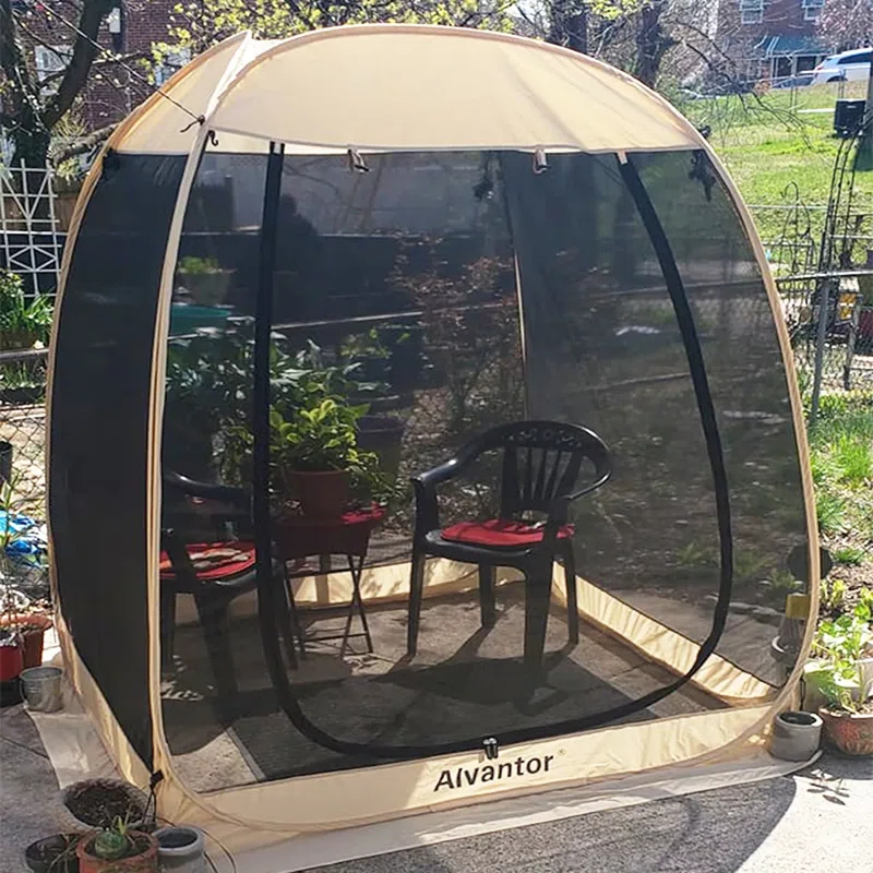 EighteenTek Fiberglass Patio Gazebo Pop Up with Screen Room Tents