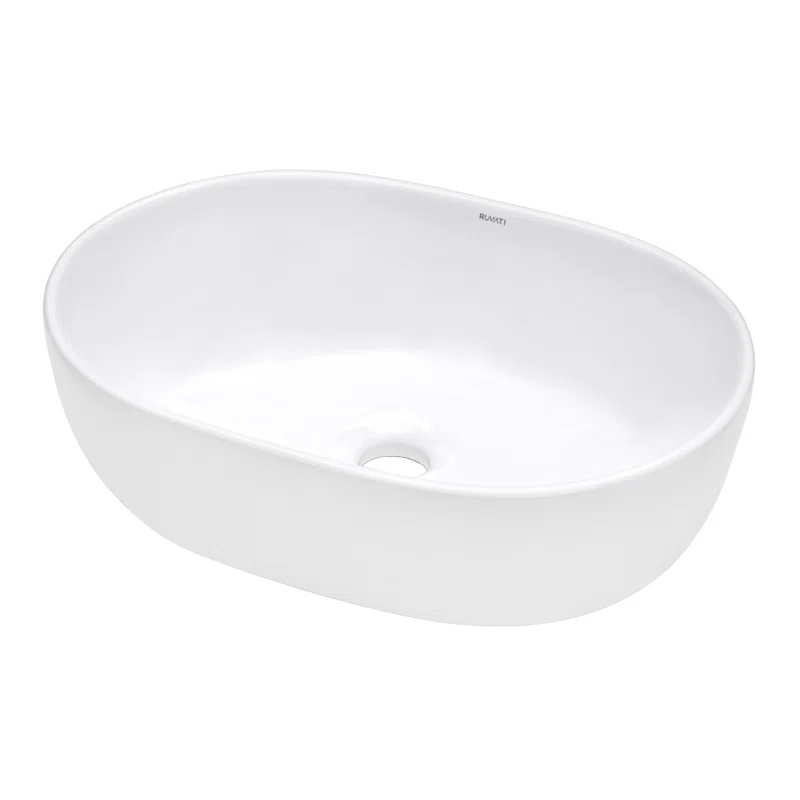 Ruvati RVB0419 Ruvati inch Bathroom Vessel Sink White Oval Above Counter Vanity Porcelain Ceramic
