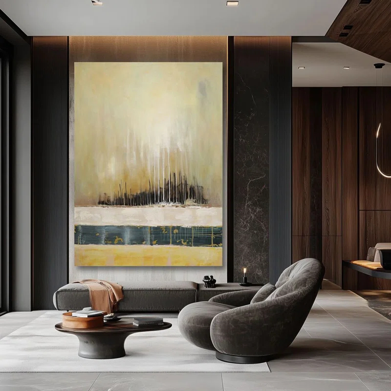 Aria Home Soleron Frameless Oil Painting Large Hand-Painted Canvas Wall Art 31"X47"