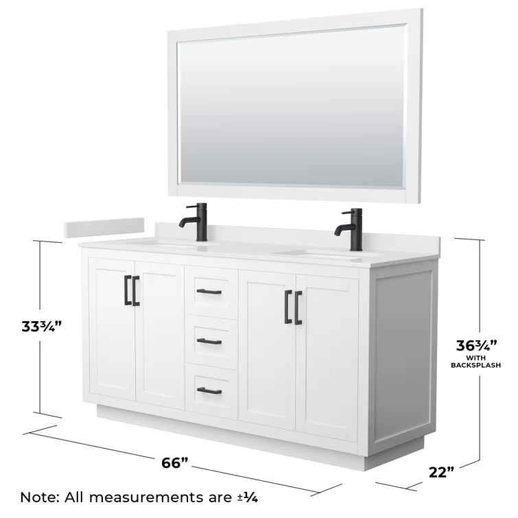 Wyndham Collection Miranda 66" Freestanding Double Bathroom Vanity with Cultured Marble Top with 58" Mirror & Reviews | Wayfair