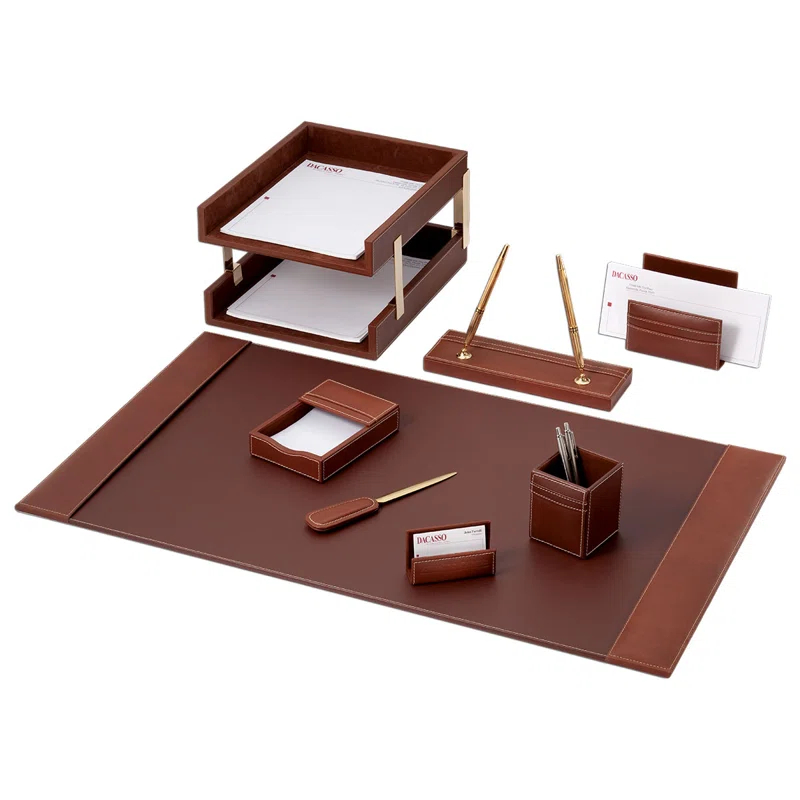 Dacasso Leather Desk Organizer Set