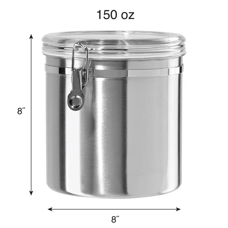 Stainless Steel Clamp Canister w/ Clear Lid