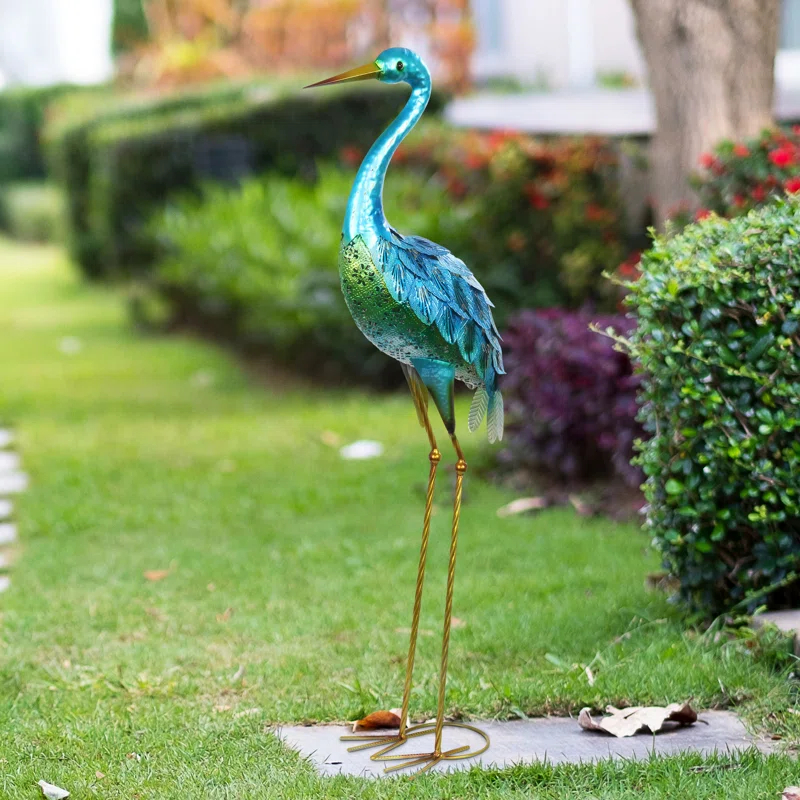 Exhart Exhart Metallic Coastal Crane Garden Statue, 14 by 38 Inches