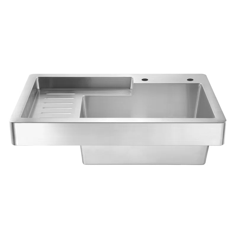 Whitehaus Collection WH33209-NP Pearlhaus 33'' L Drop-In Single Bowl Stainless Steel Kitchen Sink