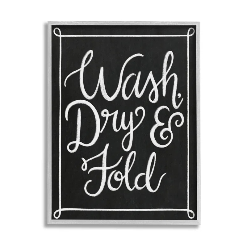 Stupell Industries " Wash Dry And Fold Curved Loop Border Black White "
