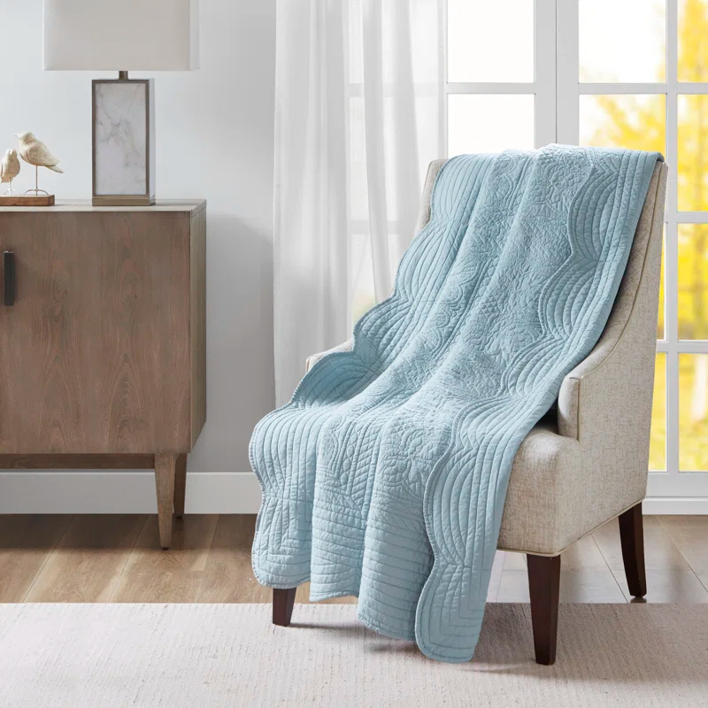 Madison Park Journey Oversized Quilted Throw with Scalloped Edges