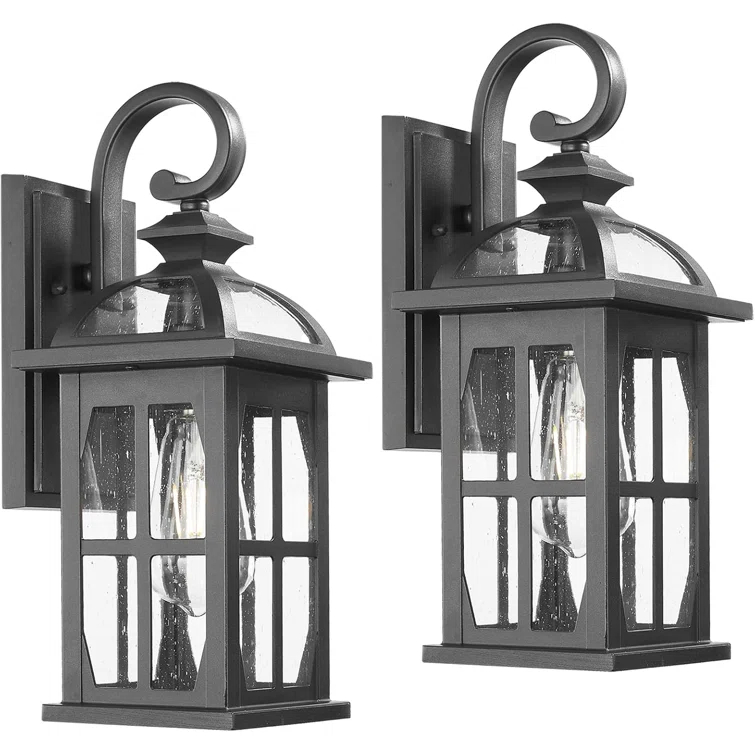 Longshore Tides Outdoor Wall Lights Exterior Light Fixture With Seeded Glass