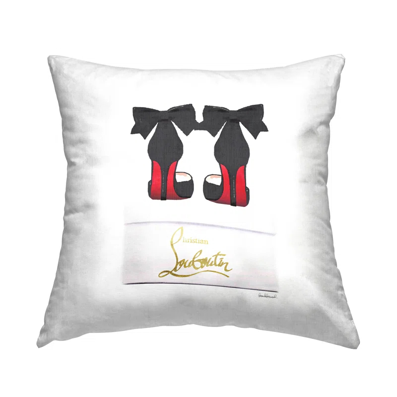 Stupell Industries Stupell Industries Designer Bow Heels Shoes Fashionable Glam Detail Printed Throw Pillow by Amanda Greenwood
