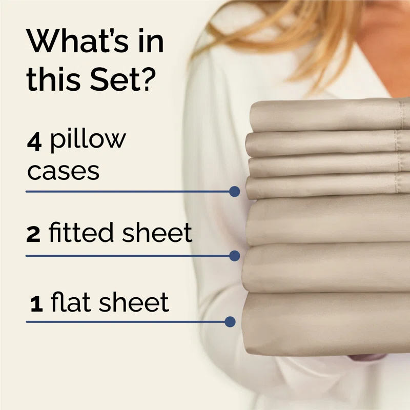 CGK Linens 6 Piece Soft & Cooling Solid Sheet Set - Wrinkle Free Luxury Bed Sheets