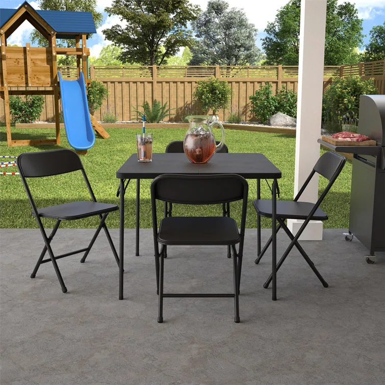 COSCO COSCO 5-Piece Solid Resin Centerfold Table & Chair Dining Set