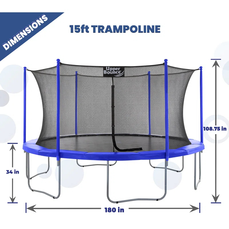 Upper Bounce 15' Round Backyard Trampoline with Safety Enclosure
