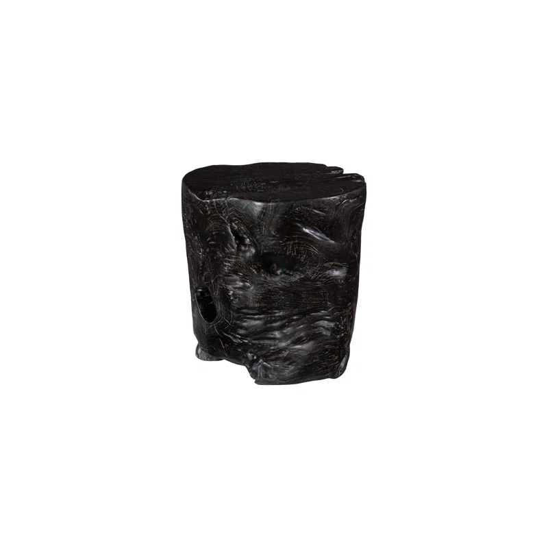 Black Wash Solid Wood Accent Stool