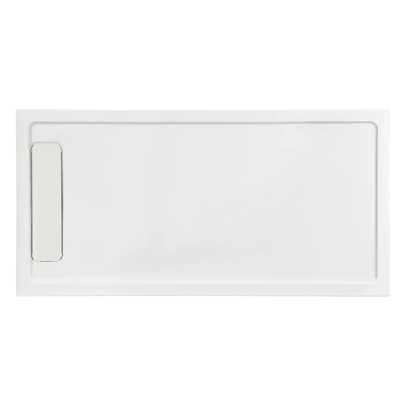 OVE Decors 72" x 36" Rectangle Shower Base Pan, White Acrylic, Hidden Side Drain, Reversible Design