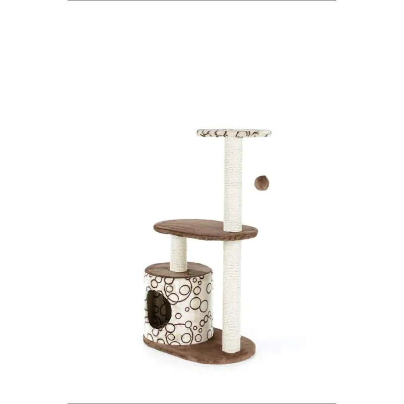 TRIXIE Casta 37.4" Cat Tree with Sisal Scratching Posts, Plush Covered Condo and Platforms, Dangling Cat Toy
